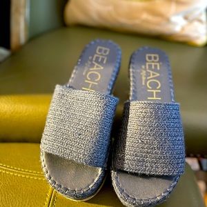 COPY - Practically brand new platform raffia/espadrille slides.